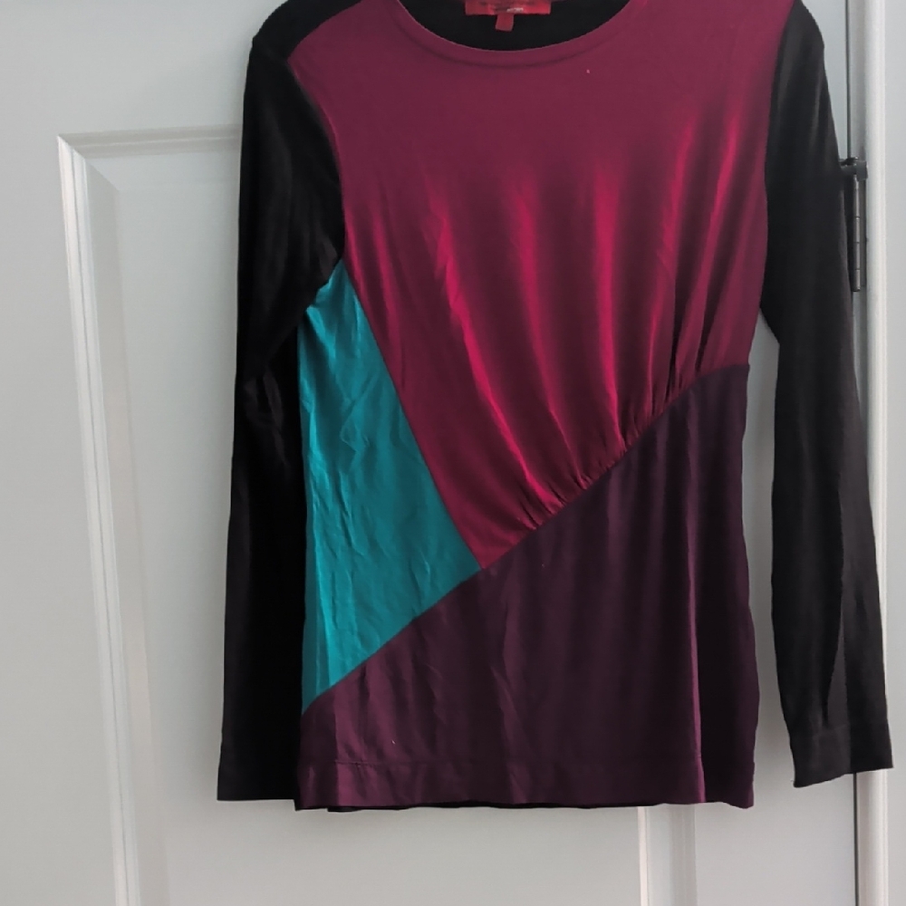 Narciso Rodriguez For Design Nation Magenta and Teal Long Sleeve Top